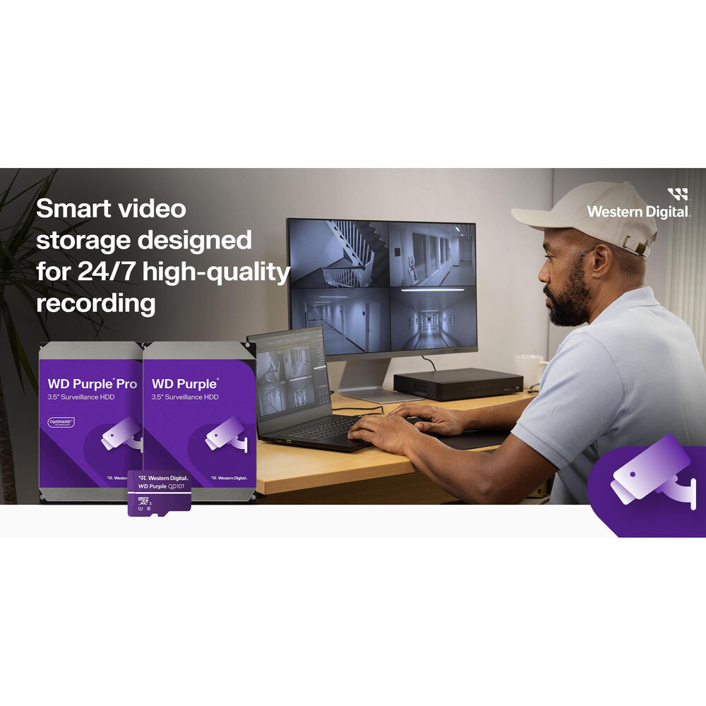 WD 8TB Purple Surveillance Hard Drive, designed for CCTV DVR and Cameras thumbnail 2