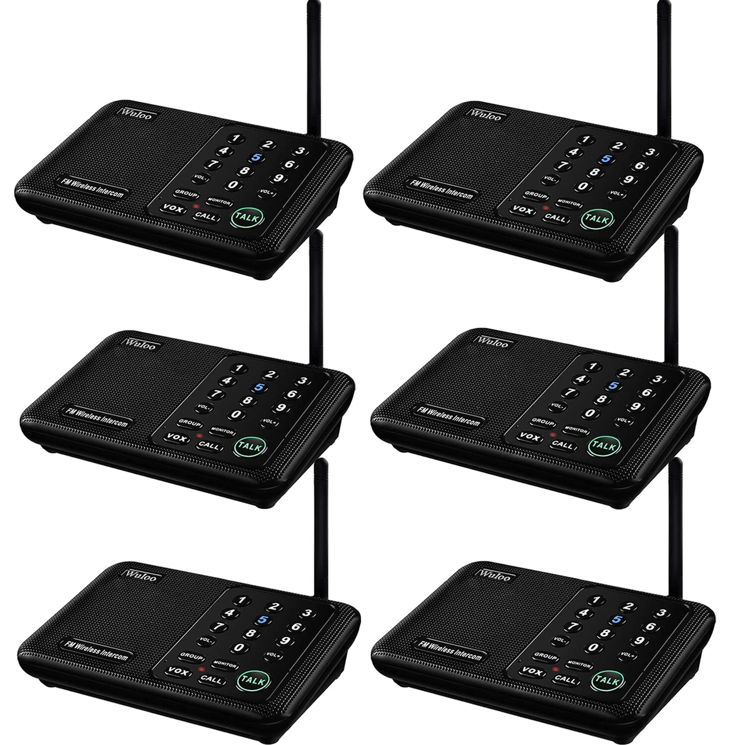 6PC 10Channel Call All Wireless Intercom System for Home Offices Room Talking